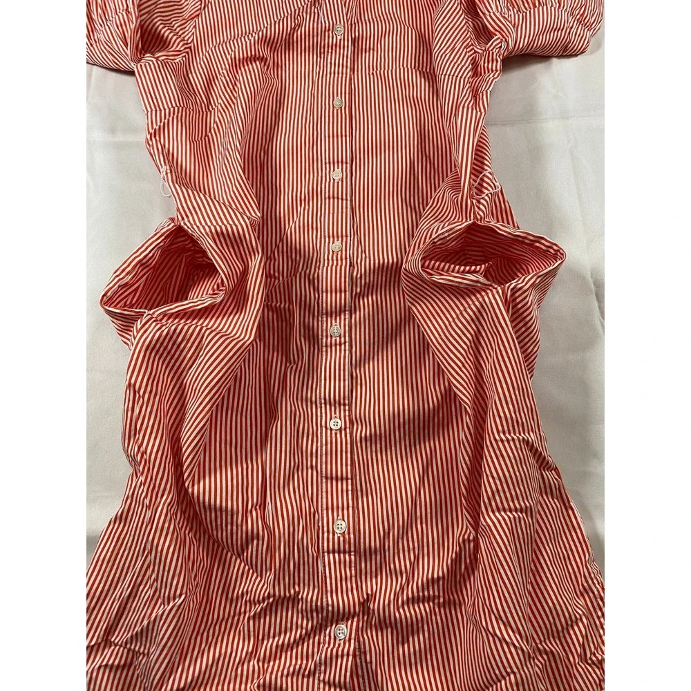 J.McLaughlin Womens Red White Striped Button Front Midi Shirt Dress Small - Picture 12 of 12